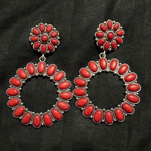Red stone earrings